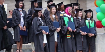 ICS students with diplomas